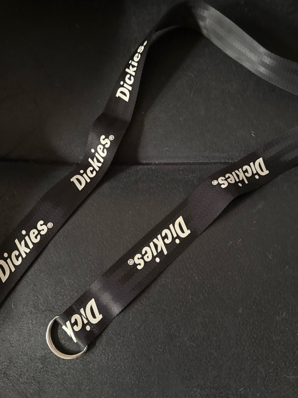 Dickies Black Logo belt with White Branding and Metal Ring